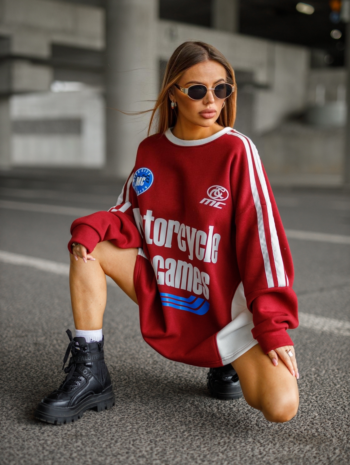BLUZA OVERSIZE MOTORS – BURGUND
