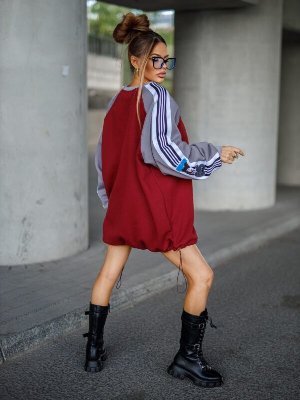 BLUZA OVERSIZE VARIETY – BURGUND/GRAY