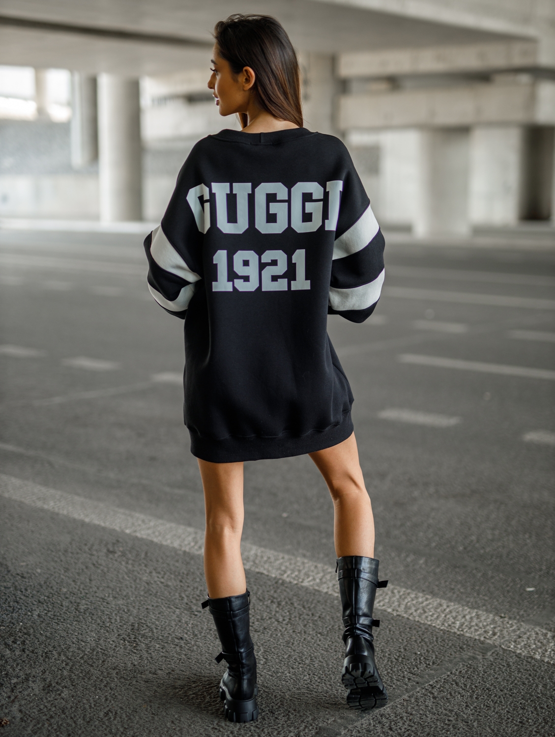 BLUZA OVERSIZE GUGGI – BLACK - obrazek 4