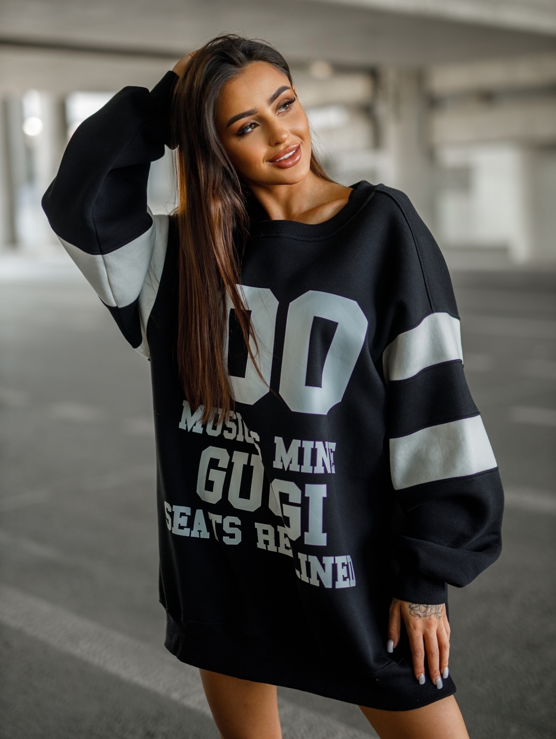 BLUZA OVERSIZE GUGGI – BLACK