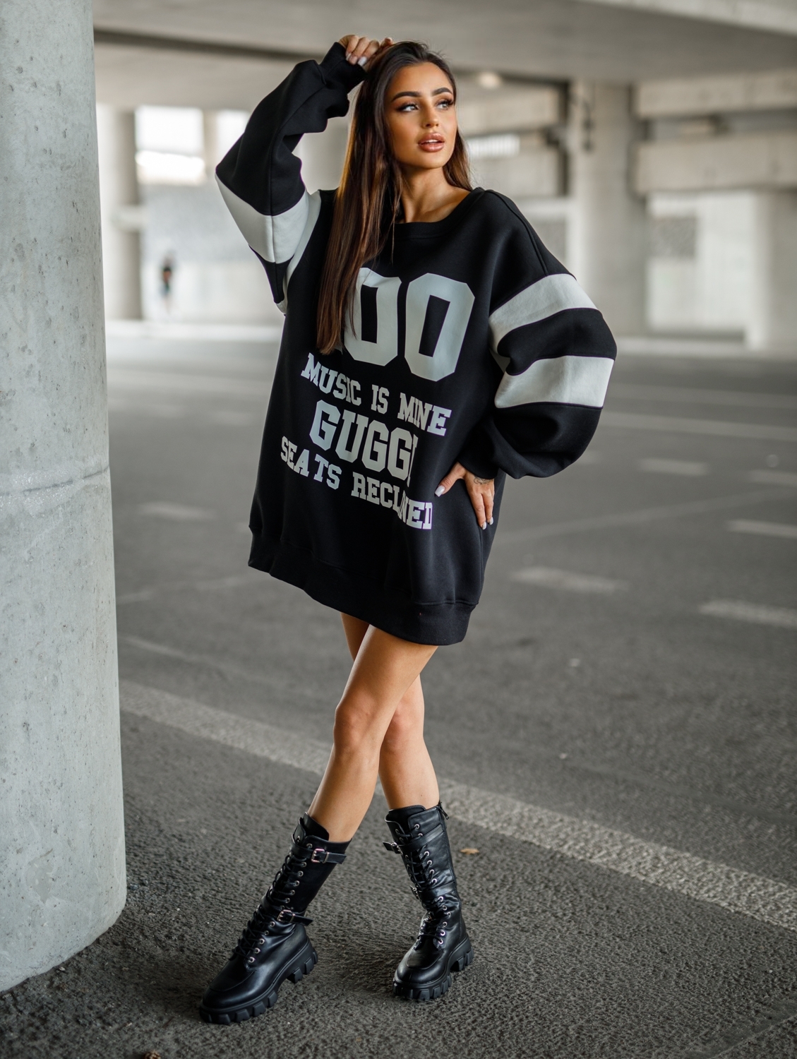BLUZA OVERSIZE GUGGI – BLACK - obrazek 2