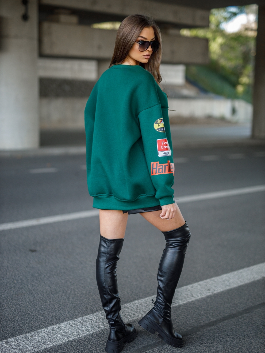 Bluza Damska HARLEY – bottle green - obrazek 3