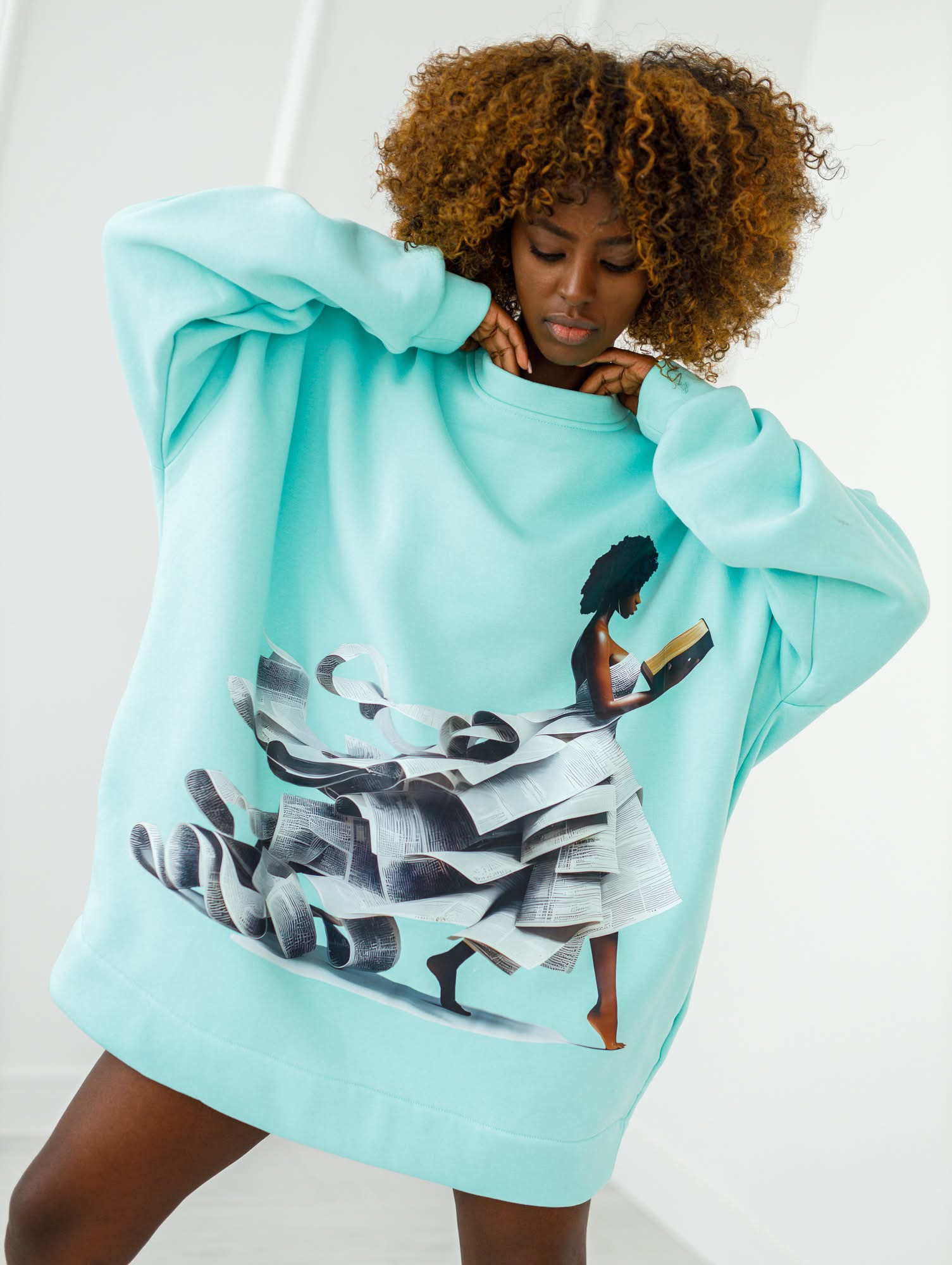 BLUZA OVERSIZE # WOMEN CYAN