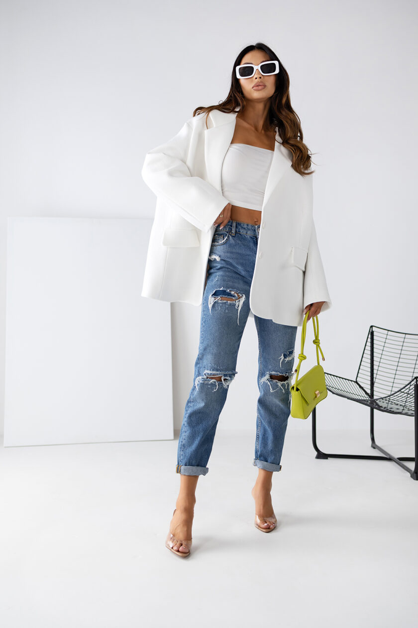 MARYNARKA OVERSIZE SMILE WHITE-GREEN - obrazek 3