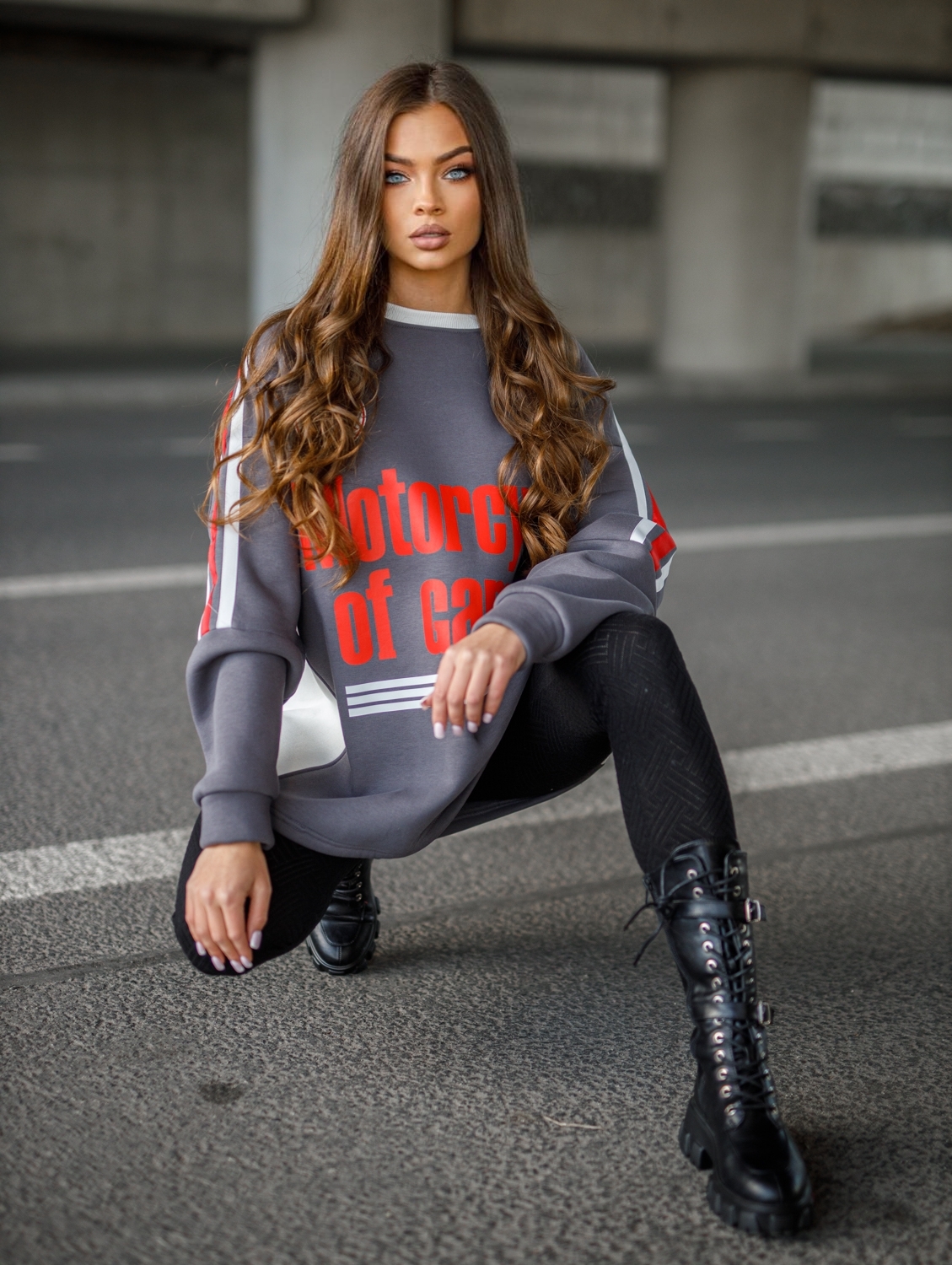 BLUZA OVERSIZE MOTORS – GRAY - obrazek 5