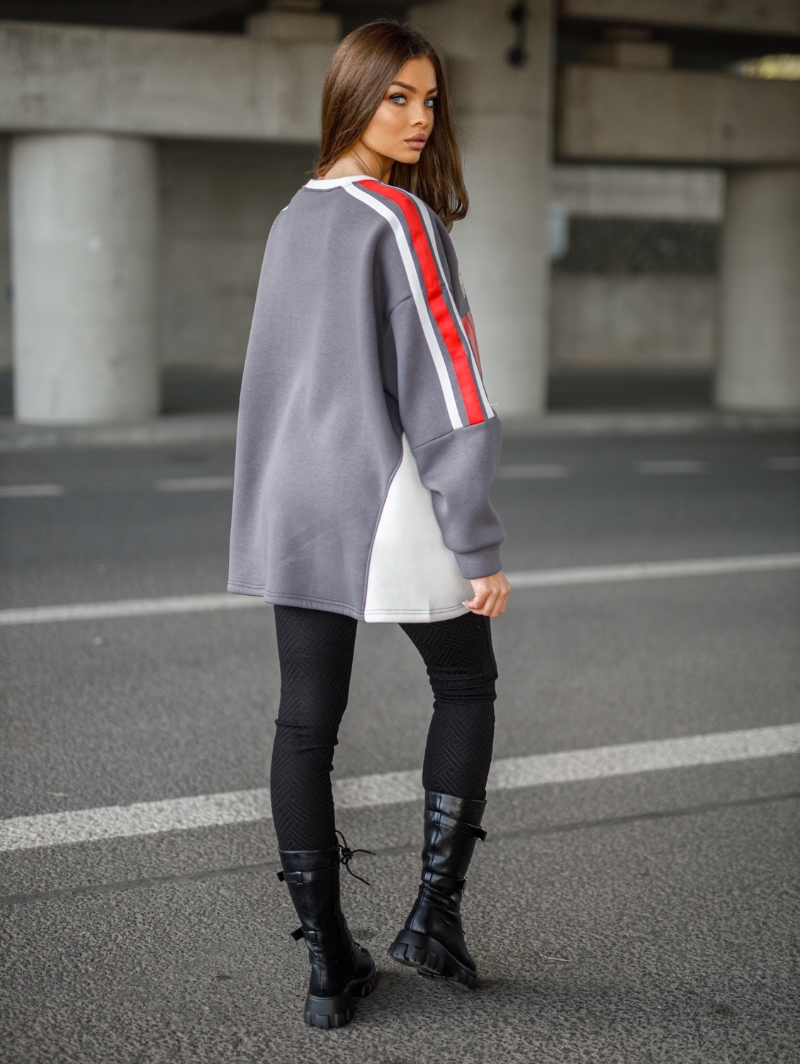 BLUZA OVERSIZE MOTORS – GRAY - obrazek 3