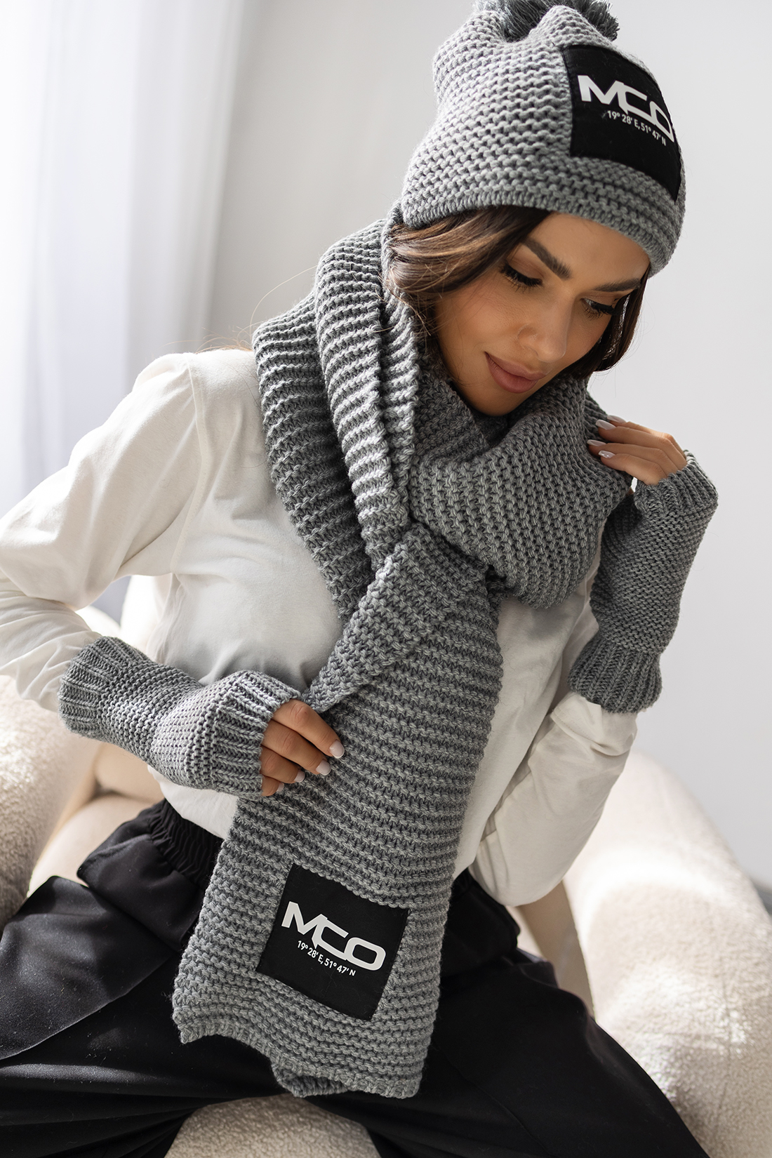 KOMPLET CZAPKA +SZALIK + RĘKAWICE GRAY