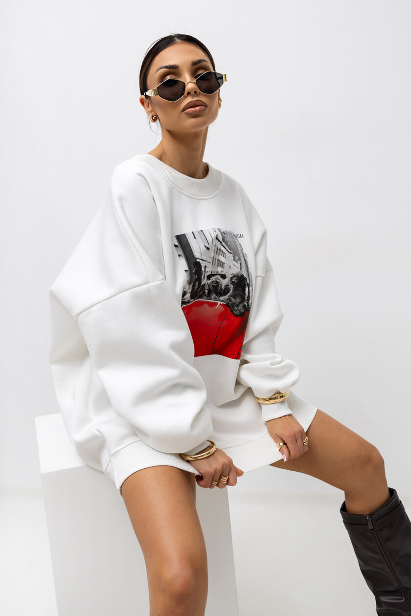 BLUZA OVERSIZE FRIENDS #MCO WHITE - obrazek 2