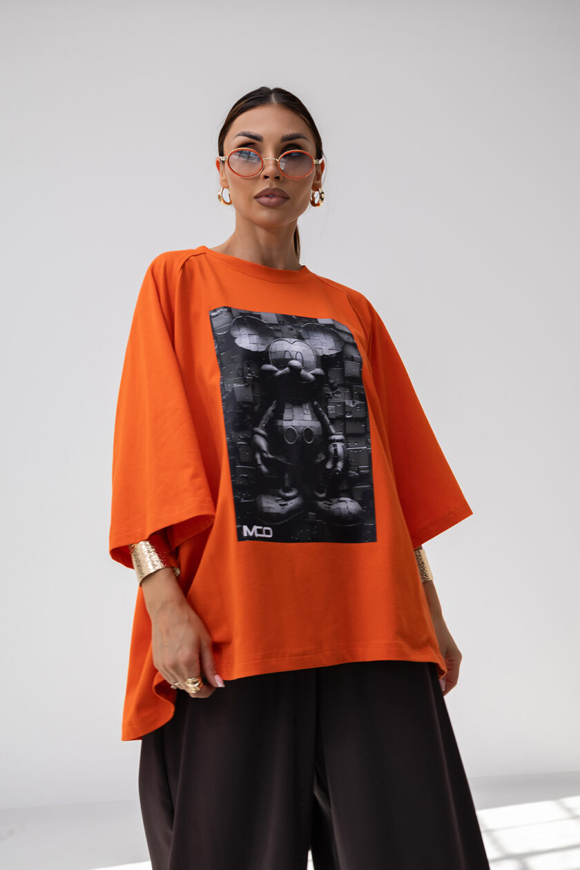 T-Shirt OVERSIZE MIKI ORANGE - obrazek 4