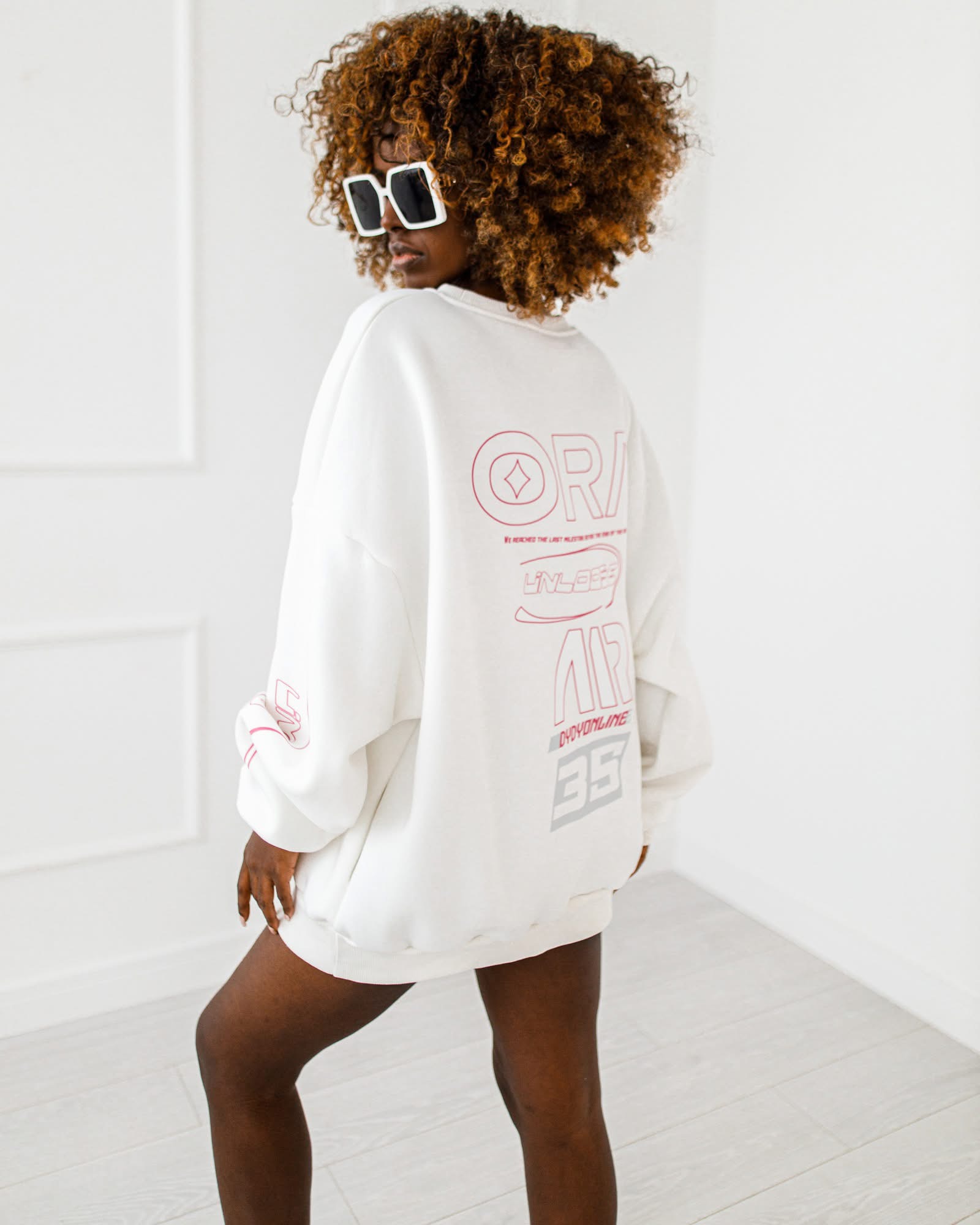 BLUZA OVERSIZE #MC35 WHITE - obrazek 3