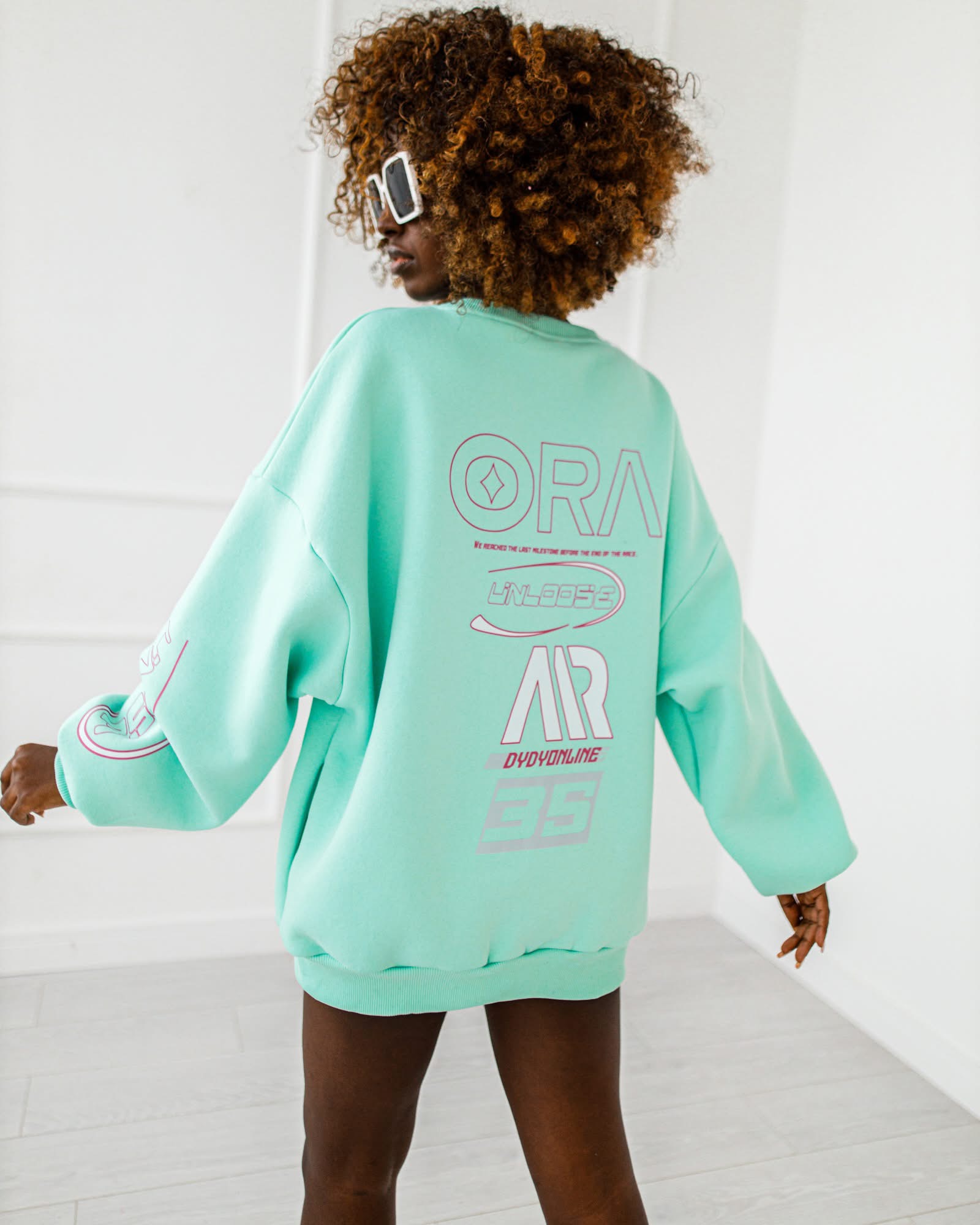 BLUZA OVERSIZE #MC35 CYAN - obrazek 3