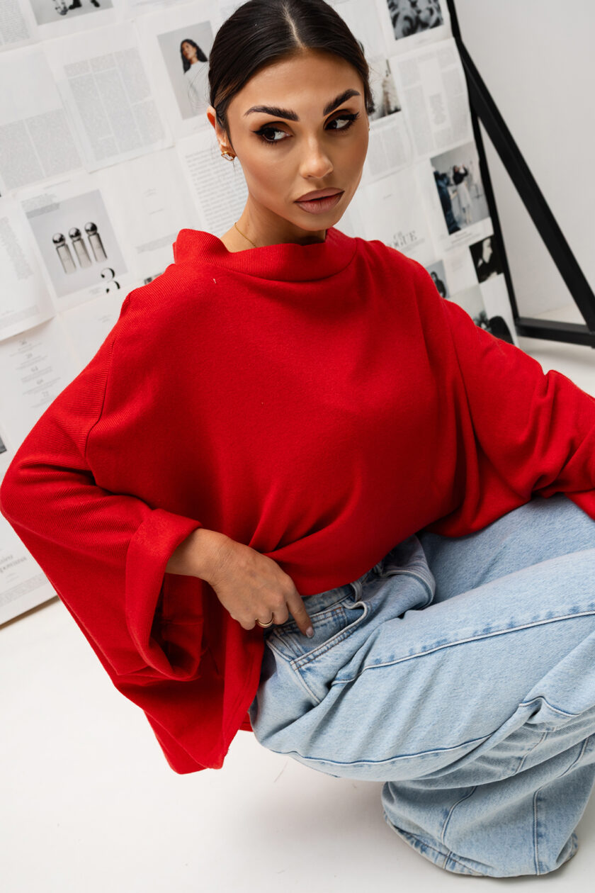 BLUZKA KIMONO SWETER RED