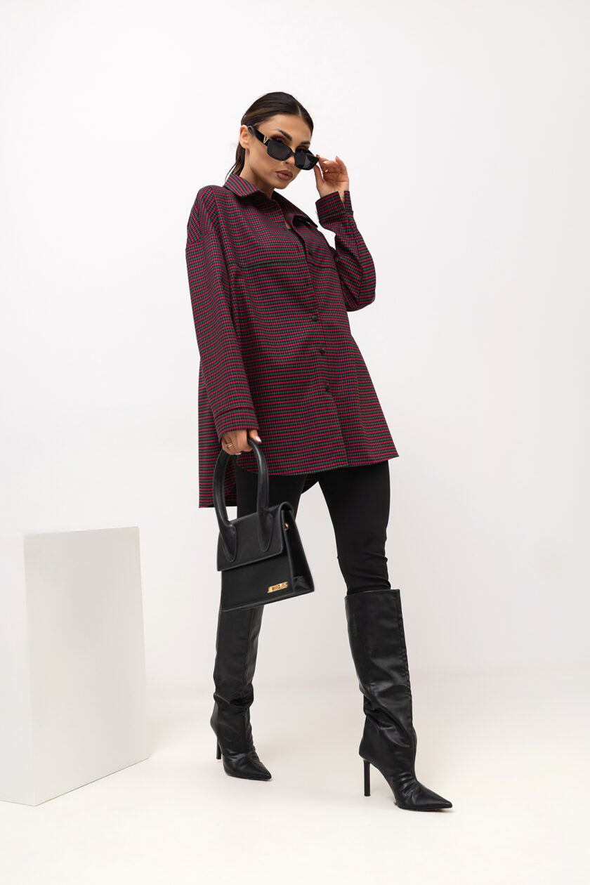 KOSZULA OVERSIZE GRID PATTERN - obrazek 4