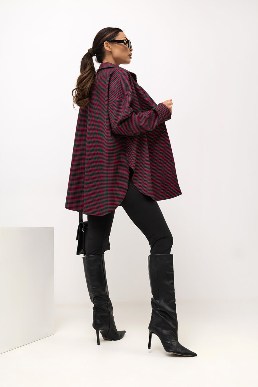 KOSZULA OVERSIZE GRID PATTERN - obrazek 3