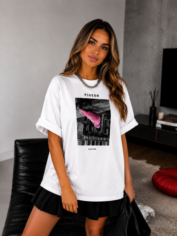 PREORDER | T-SHIRT OVERSIZE PIGEON WHITE #VALENIKO