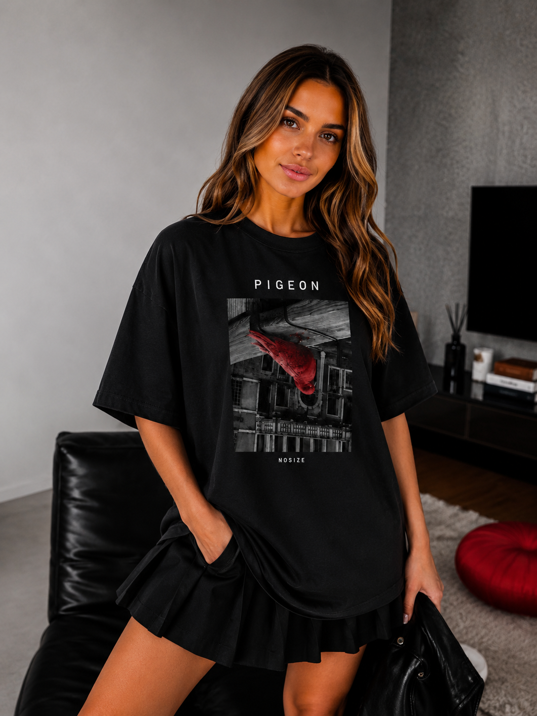 PREORDER | T-SHIRT OVERSIZE PIGEON BLACK #VALENIKO